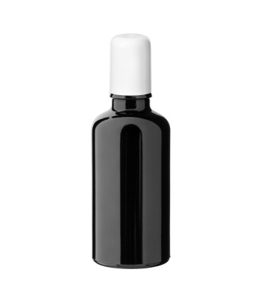 Glasflasche 50 ml schwarz Roll-On mit weißem Schraubverschluss [2]