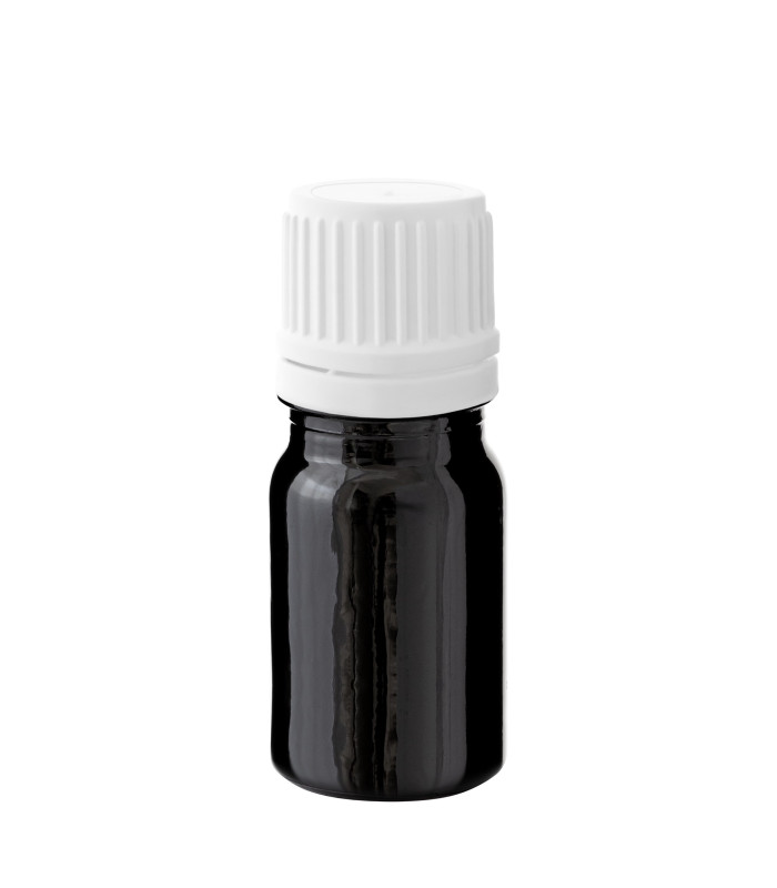 Glasflasche 5 ml schwarz mit weißem Pinsel