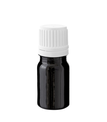 Glasflasche 5 ml schwarz mit weißem Pinsel