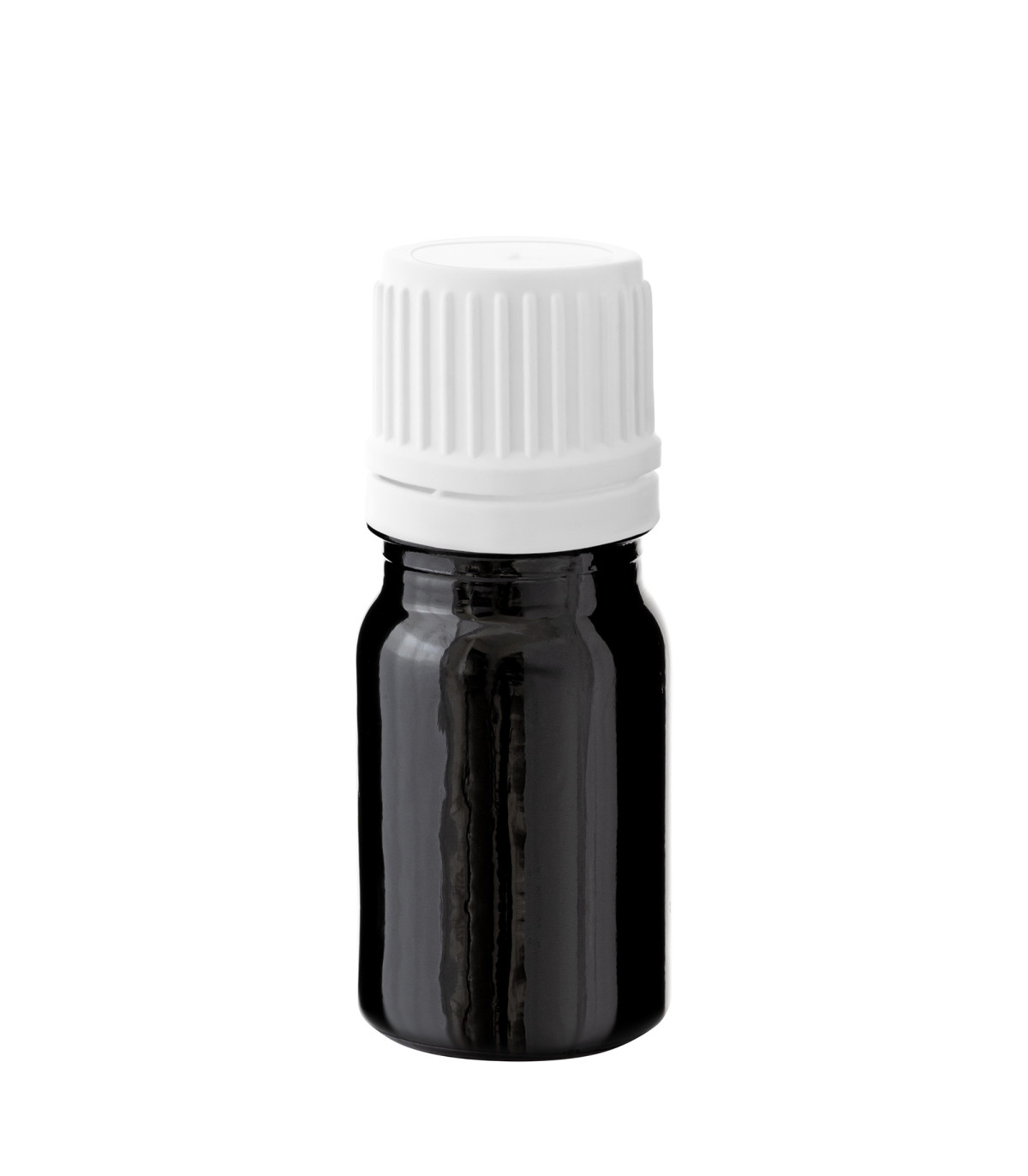 Glasflasche 5 ml schwarz mit weißem Pinsel