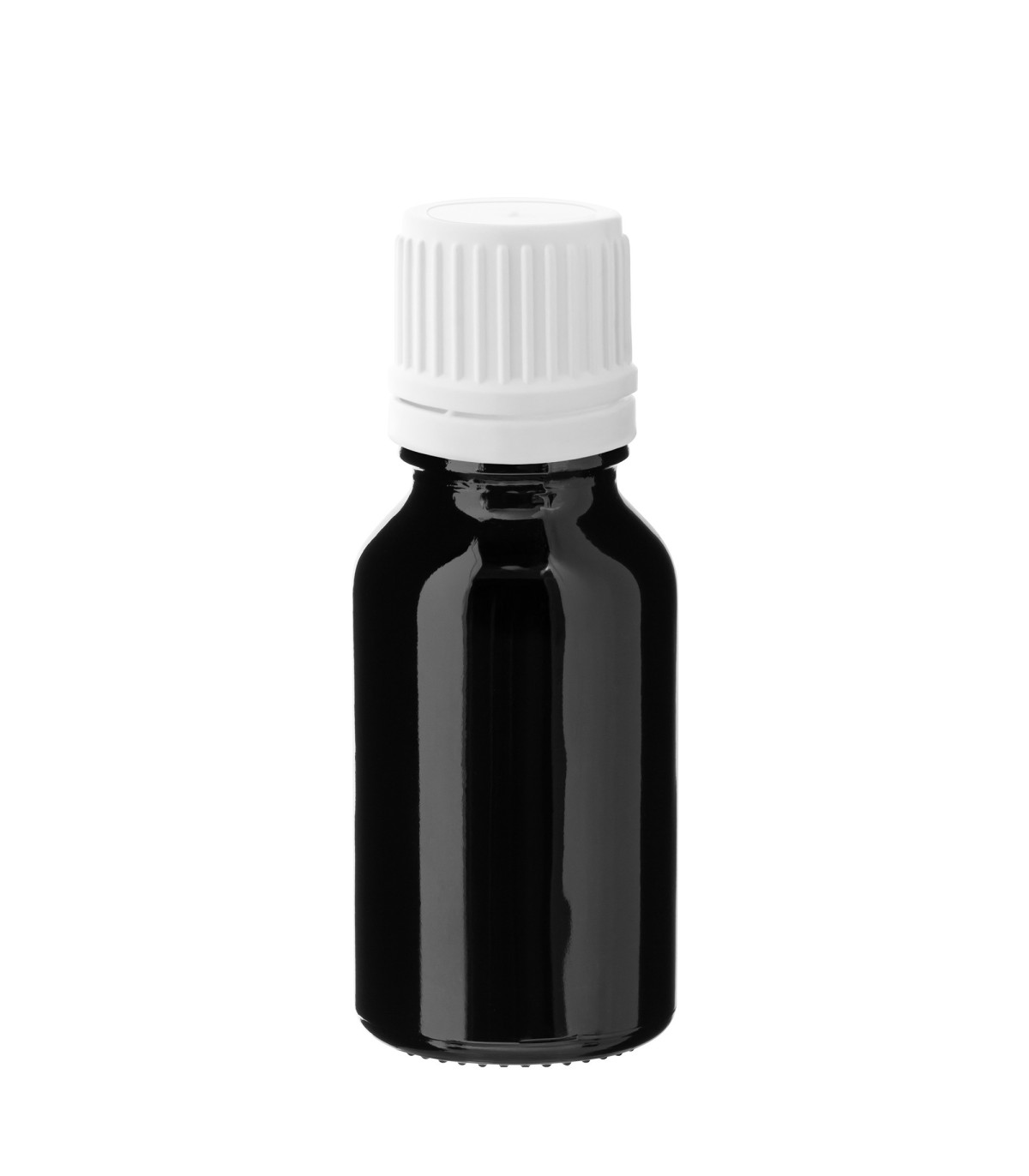 Glasflasche 15 ml schwarz mit weißem Pinsel