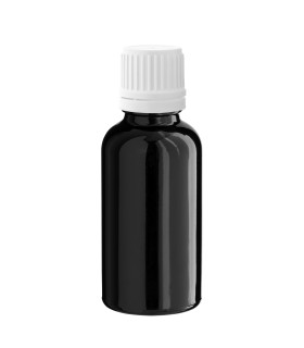 Schwarze Glasflasche 30 ml mit weißem Pinsel