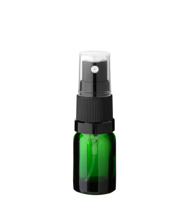 Glasflasche 5 ml grün mit schwarzem Zerstäuber