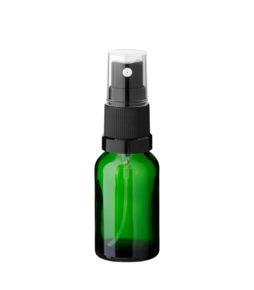 Glasflasche 15 ml grün mit schwarzem Zerstäuber