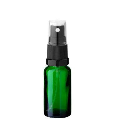 Glasflasche 20 ml grün mit schwarzem Zerstäuber