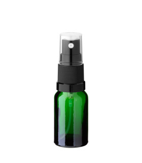 Grüne Glasflasche 10 ml mit schwarzem Zerstäuber