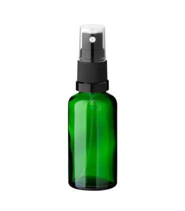 Glasflasche 50 ml grün mit schwarzem Zerstäuber