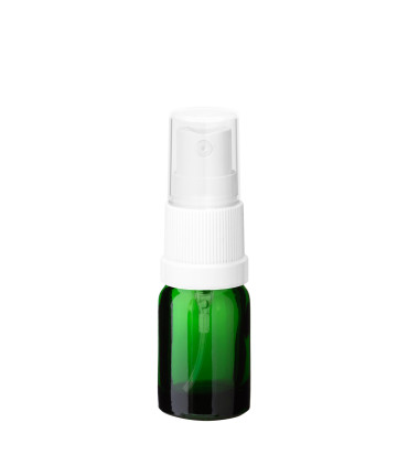 Glasflasche 5 ml grün mit weißem Zerstäuber