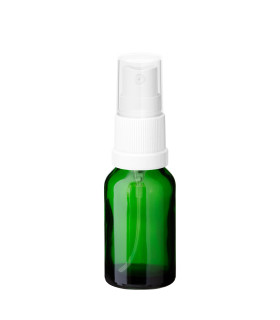 Glasflasche 15 ml grün mit weißem Zerstäuber