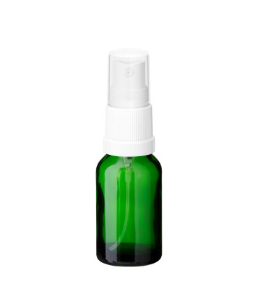 Glasflasche 15 ml grün mit weißem Zerstäuber