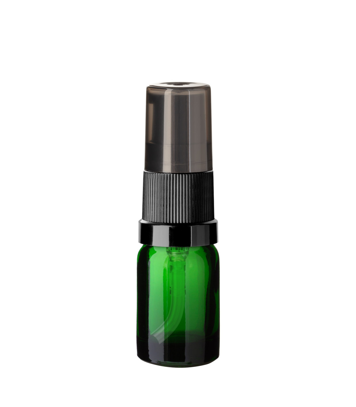 Glasflasche 5 ml grün mit schwarzer Pumpe [1]