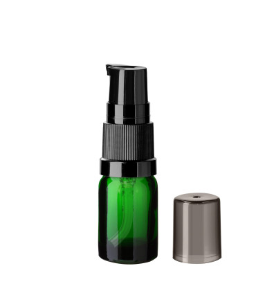 Glasflasche 5 ml grün mit schwarzer Pumpe [1]