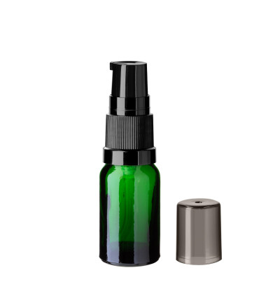 Glasflasche 10 ml grün mit schwarzer Pumpe [1]