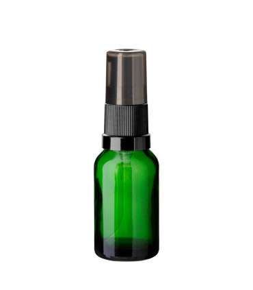 Glasflasche 15 ml grün mit schwarzer Pumpe [1]