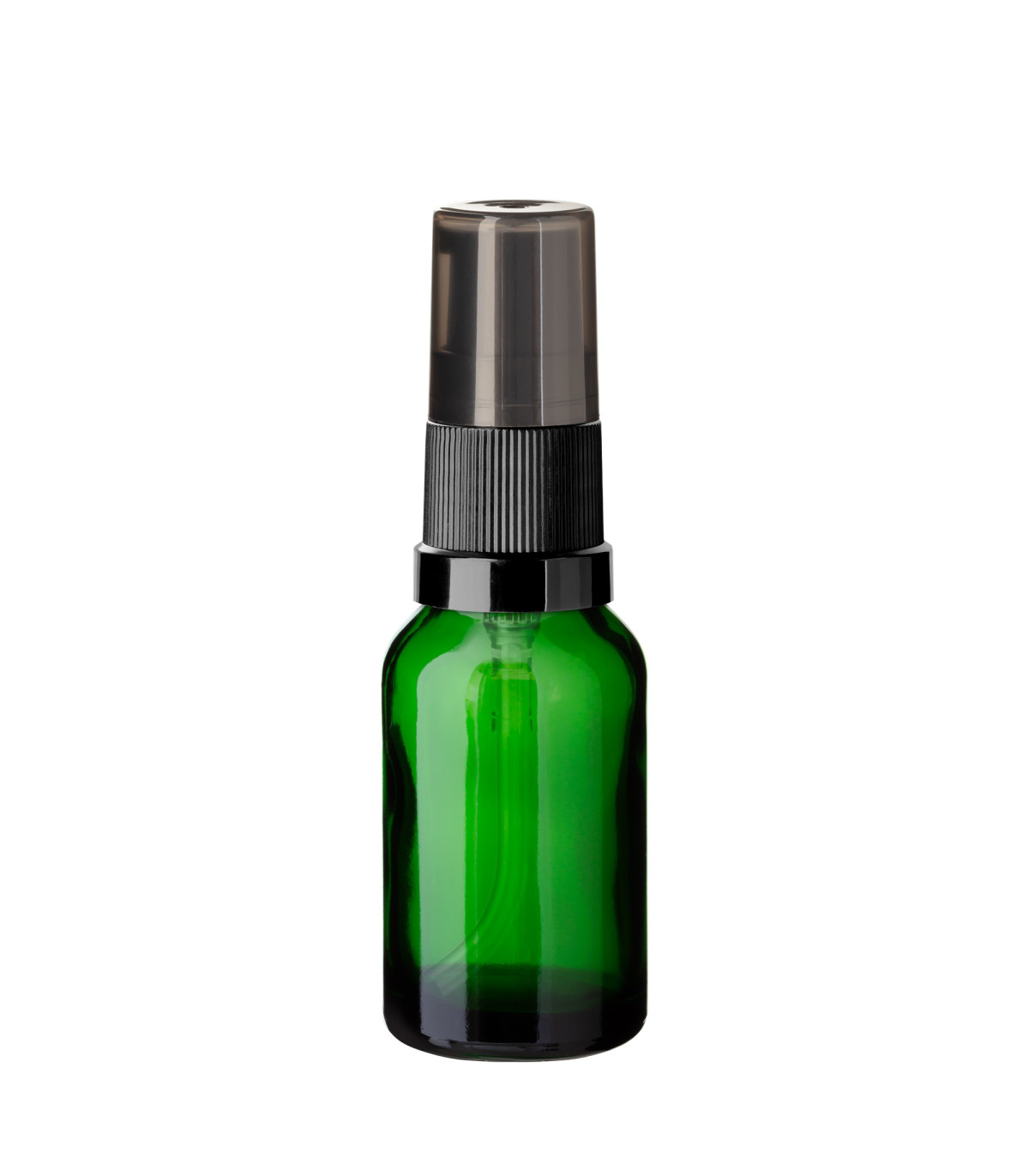 Glasflasche 15 ml grün mit schwarzer Pumpe [1]