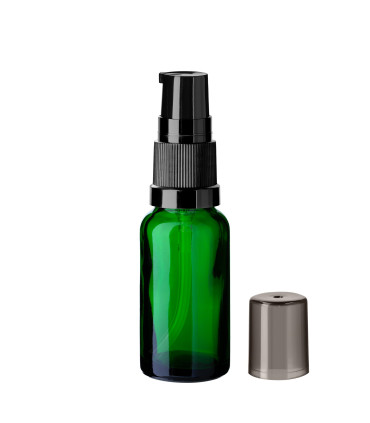 Glasflasche 20 ml grün mit schwarzer Pumpe [1]