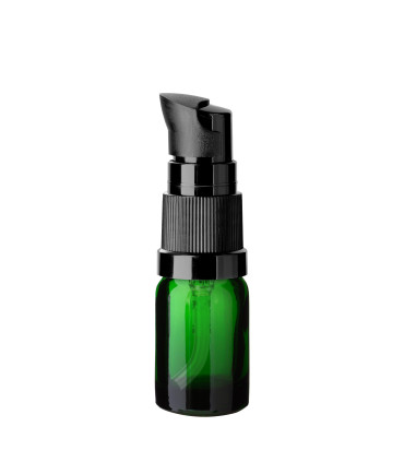 Glasflasche 5 ml grün mit schwarzer Pumpe [2]