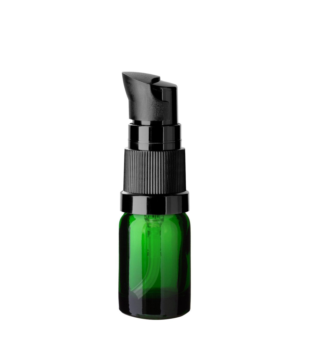 Glasflasche 5 ml grün mit schwarzer Pumpe [2]