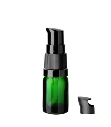 Glasflasche 5 ml grün mit schwarzer Pumpe [2]