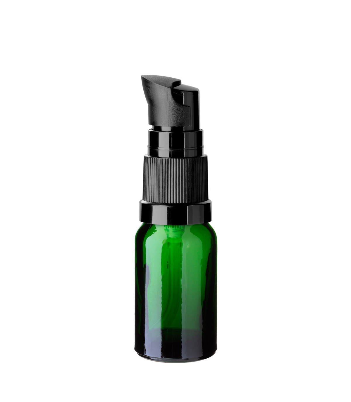 Glasflasche 10 ml grün mit schwarzer Pumpe [2]