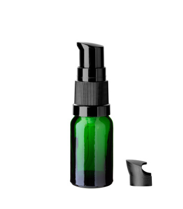 Glasflasche 10 ml grün mit schwarzer Pumpe [2]