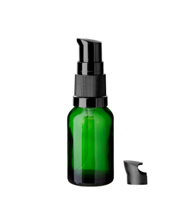 Glasflasche 15 ml grün mit schwarzer Pumpe [2]