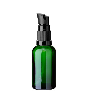 Glasflasche 30 ml grün mit schwarzer Pumpe [2]