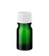 Grüne Glasflasche 5 ml mit weißem Schraubverschluss