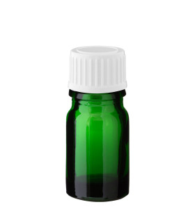 Glasflasche 5 ml grün mit weißem Schraubverschluss