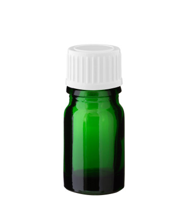 Grüne Glasflasche 5 ml mit weißem Schraubverschluss