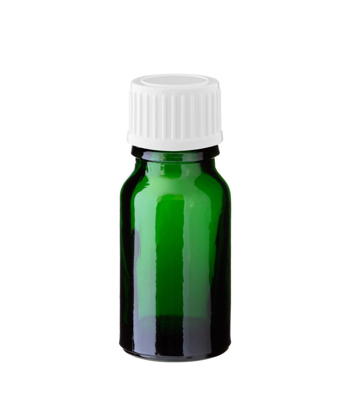 Glasflasche 10 ml grün mit weißem Schraubverschluss
