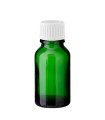 Glasflasche 15 ml grün mit weißem Schraubverschluss