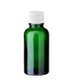 Glasflasche 30 ml grün mit weißem Schraubverschluss