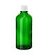 Glasflasche 100 ml grün mit weißem Schraubverschluss