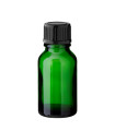 Glasflasche 15 ml grün mit schwarzem Schraubverschluss