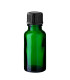 Grüne Glasflasche 20 ml mit schwarzem Schraubverschluss
