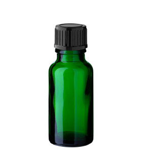 Glasflasche 20 ml grün mit schwarzem Schraubverschluss