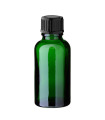 Glasflasche 30 ml grün mit schwarzem Schraubverschluss