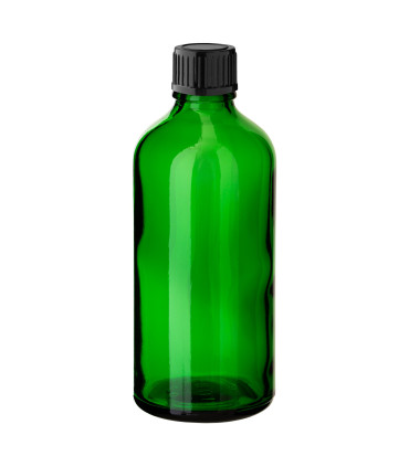 Glasflasche 100 grün ml mit schwarzem Schraubverschluss