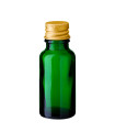 Glasflasche 20 ml grün mit goldenem Aluminium-Schraubverschluss