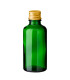 Glasflasche 50 ml grün mit goldenem Aluminium-Schraubverschluss