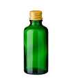 Glasflasche 50 ml grün mit goldenem Aluminium-Schraubverschluss