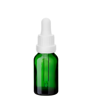 Glasflasche 15 ml grün mit weißer Pipette