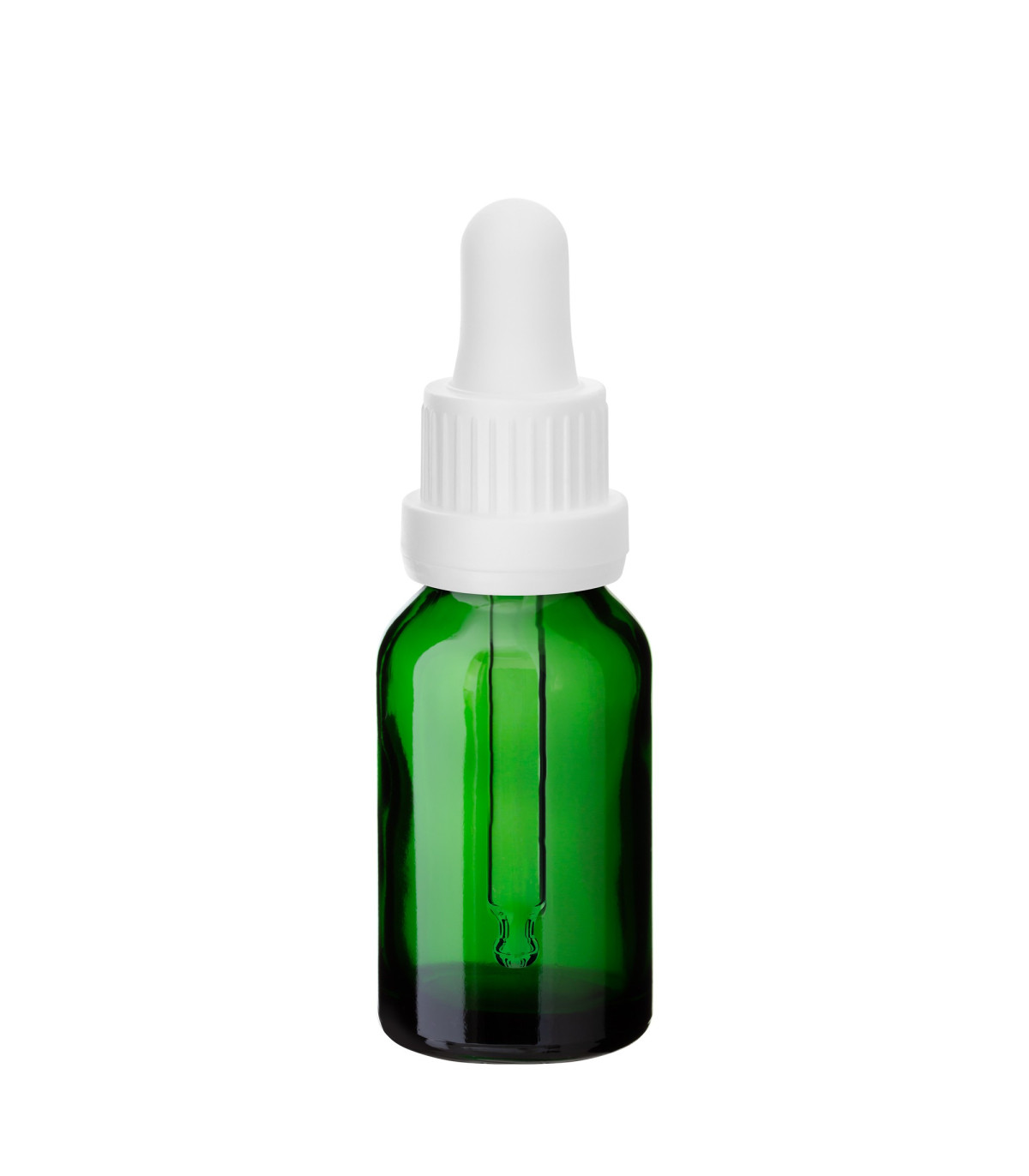 Glasflasche 15 ml grün mit weißer Pipette