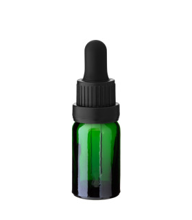 Grüne Glasflasche 10 ml mit schwarzer Pipette
