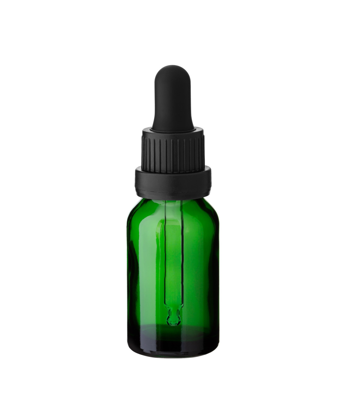 Glasflasche 15 ml grün mit schwarzer Pipette