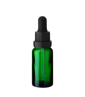 Grüne Glasflasche 20 ml mit schwarzer Pipette