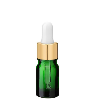 Glasflasche 5 ml grün mit goldener Pipette