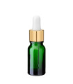 Glasflasche 10 ml grün mit goldener Pipette