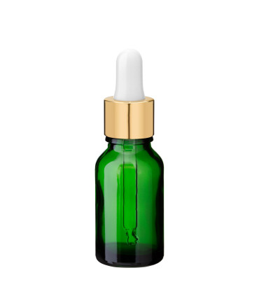 Glasflasche 15 ml grün mit goldener Pipette